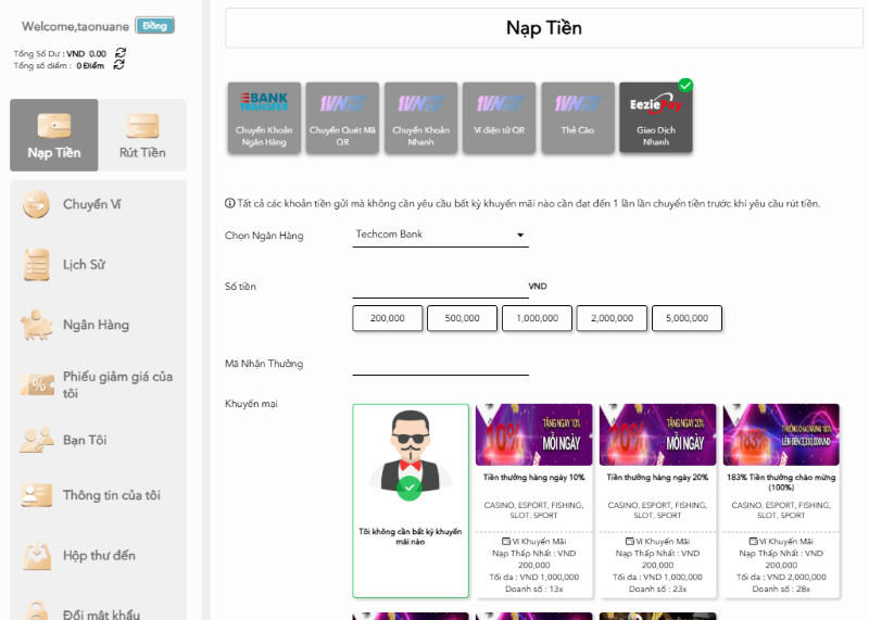 nạp rút tiền H3bet