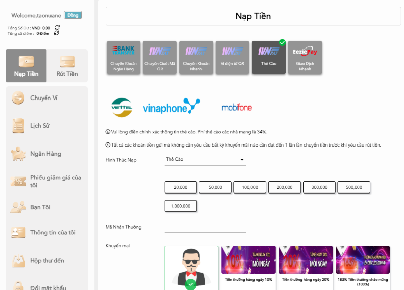 nạp rút tiền H3bet